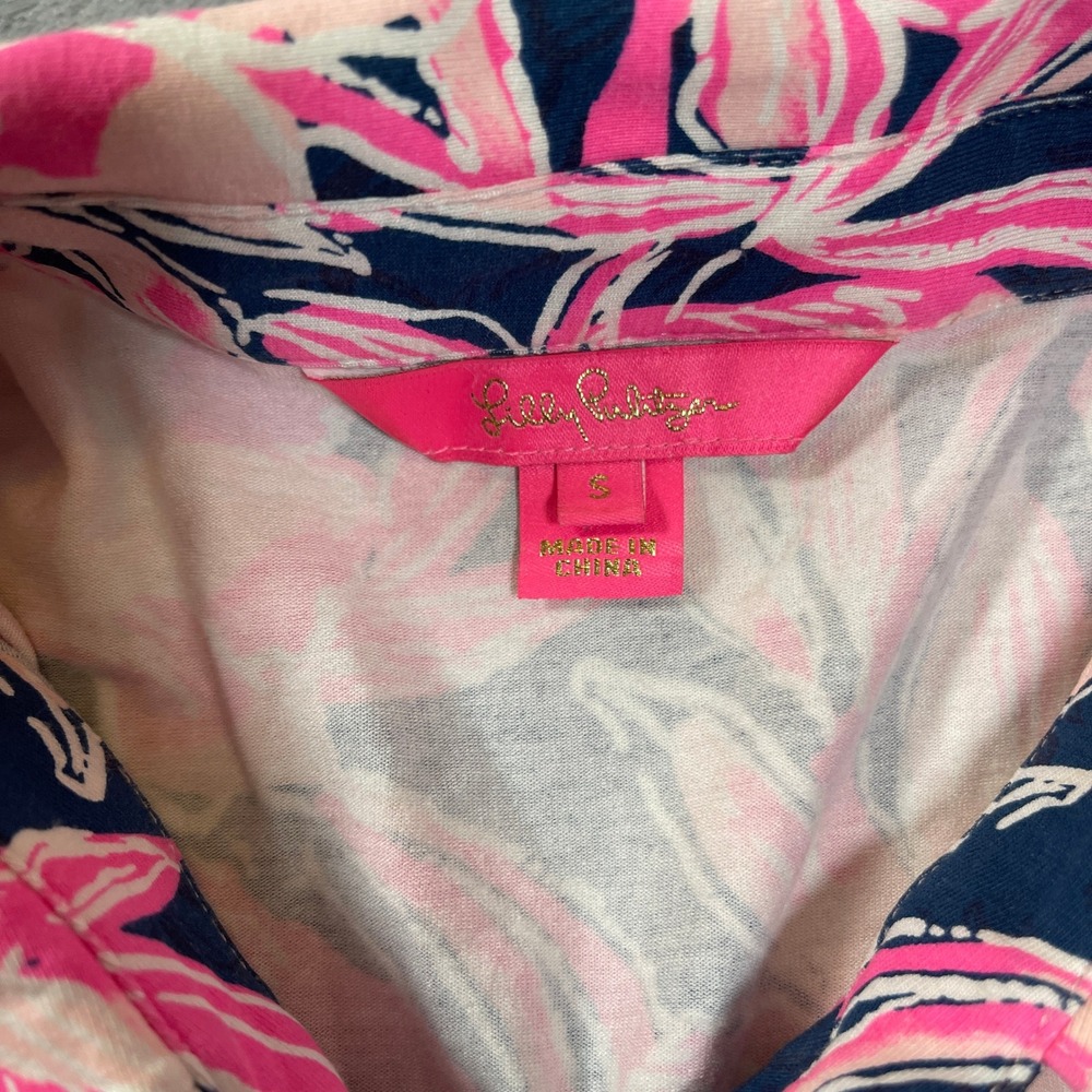 Lilly Pulitzer Pink Navy Floral Flamingo Maxi Dress Long Sleeve Small - Picture 6 of 8